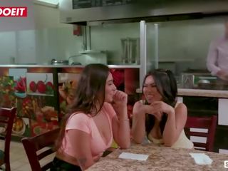 Karlee Grey Makes It Rain Over Gina's Face In a Restaurant Porn Videos