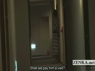 Subtitled japanese gyaru group CFNM fellatio in hotel