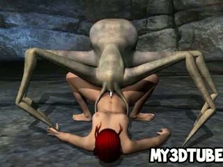 3D Redhead Babe Gets Fucked By An Alien Spider