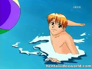 Nasty Hentai Girl Blowing Cocks Underwater