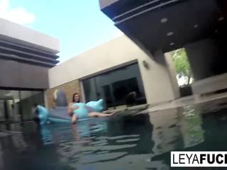 Leya and Lynn Have a Lesbian Romp in a Pool