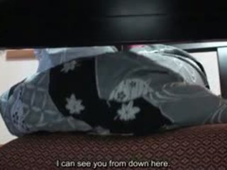 Subtitled uncensored timid japonez milf în yukata în pov