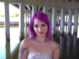 Goth Teen With Purple Hair Gets Fucked