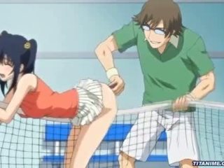 Horny tennis practice