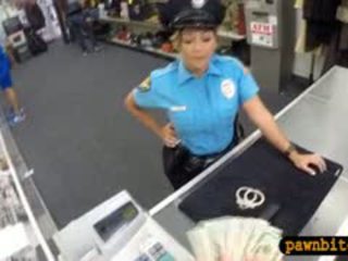 Police Officer Pawns Her Twat And Nailed In The Back Office