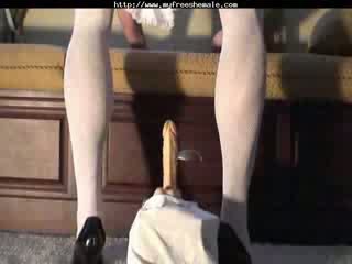 Shari A Sissy Maid Riding Dildo shemal...