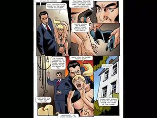 Busty blondýnka sexuální bondáž komiks karikatura