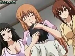 Didelis titted anime kūdikiai licking